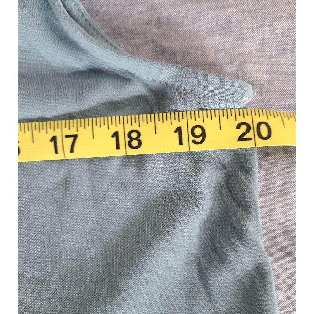 Green Envelope Sleeveless Blue Button-Up Top With Back Tie Super Soft Modal Top - Picture 7 of 8